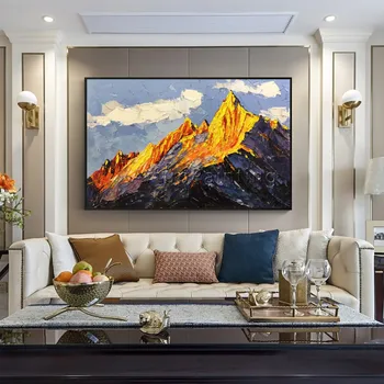 Холст, акриловая живопись, абстрактная гора, Мастихин, Настенные картины для гостиной, домашний декор, cuadro decoration3