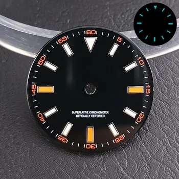 Циферблат часов диаметром 28,5 мм, Синезеленый Светящийся Циферблат для Часового механизма NH35/M8215/E2824, Аксессуары, Запчасти Для Наручных часов
