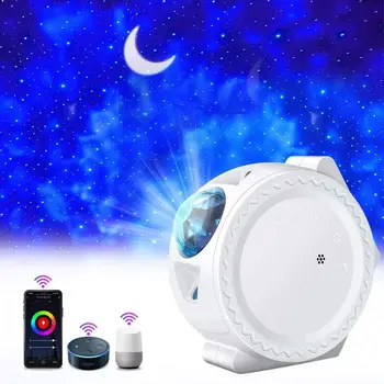 Smart Life Wifi APP Проектор Звездного неба, Галактика, Проектор, Звезды, Луна, Океан, Голосовое управление музыкой, светодиодный ночник, лампа для подарка ребенку