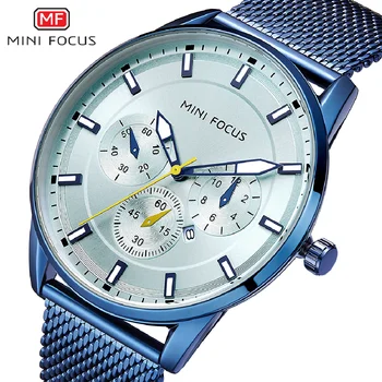 Модные Кварцевые часы MINI FOCUS, мужские часы класса Люкс, лидирующий бренд, Стальные Мужские Синие часы, Водонепроницаемые наручные часы, мужская одежда, Повседневные часы, Мужские