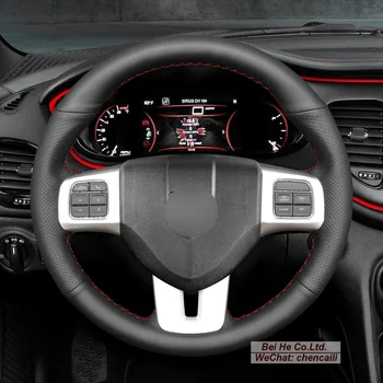 Сшитая вручную нескользящая черная кожаная Замшевая крышка рулевого колеса автомобиля для Dodge Dart 2013-2016 Аксессуары для интерьера
